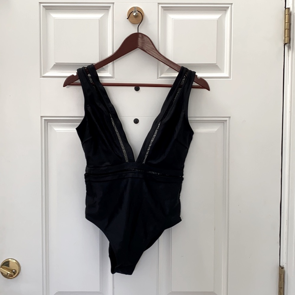 Ted Baker London Plunge One Piece Swimsuit Black - Picture 3 of 8